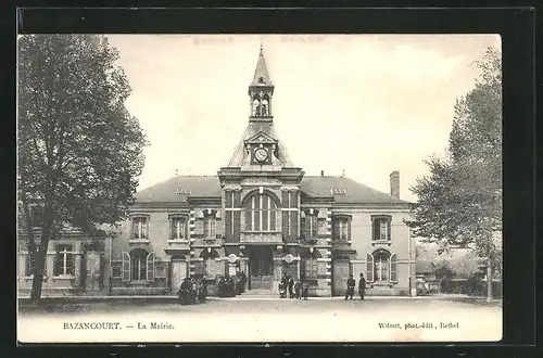 AK Bazancourt, La Mairie, Ortspartie mit Rathaus