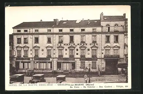 AK Chalons-sur-Marne, Hôtel de la Haute Mère-Dieu, Ortspartie mit Hotel