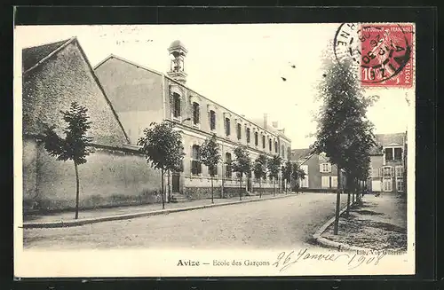 AK Avize, Ecole des Garcons, Ortspartie mit Jungenschule