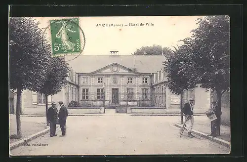 AK Avize, Hôtel de Ville, Strassenpartie mit Rathaus