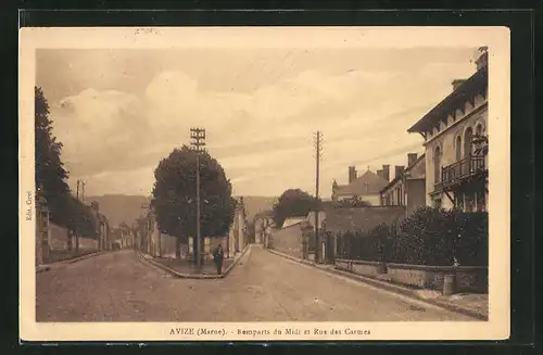 AK Avize, Remparts du Midi et Rue des Carmes