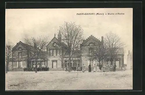 AK Passy-Grigny, Mairie et Ecoles