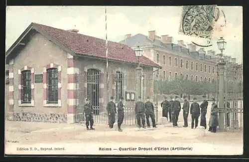 AK Reims, Quartier Drouet d'Erlin, Artillerie