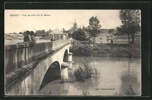 AK Pogny, Vue du Pont de la Marne