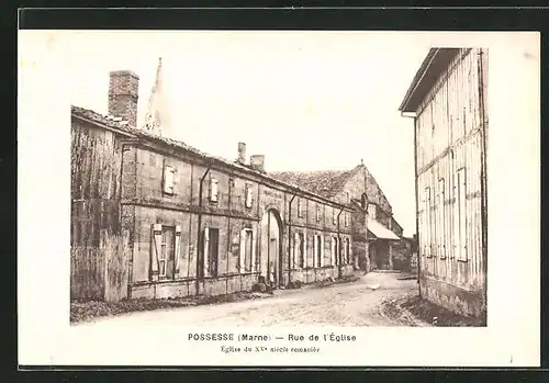 AK Possesse, Rue de l`Église, Église du XVe siècle remaniée