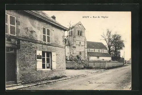 AK Bouy, Rue de l`Eglise, Strassenpartie