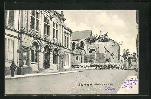 AK Bourgogne, Kirche mit Rathaus