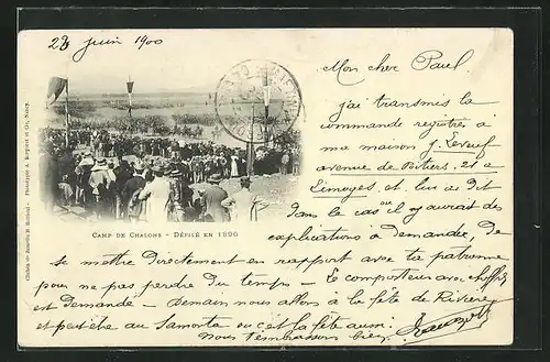 AK Camp de Chalons, défilé en 1896