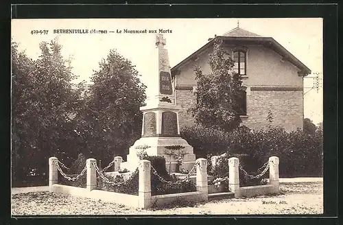 AK Betheniville, Le Monument aux Morts