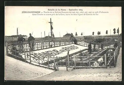 AK Fere-Champenoise, Bataille de la Marne 1914, Tombe de 21 Soldats Francais