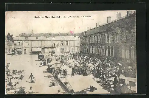 AK Sainte-Menehould, Place d`Austerlitz, Le Marche