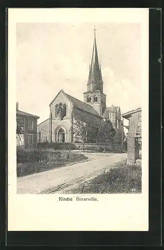 AK Binarville, Kirche und umliegende Gebäude