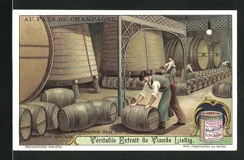 Sammelbild Liebig, Vèritable Extrait de Viande Liebig, Fermentation dans des tonneaux spèciaux