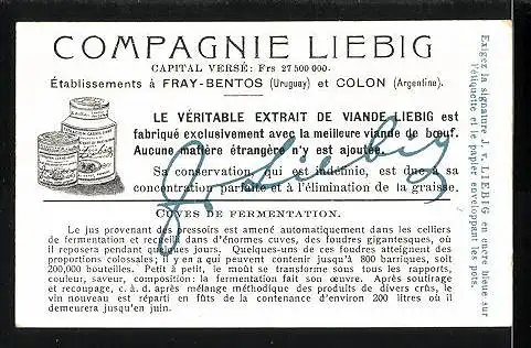 Sammelbild Liebig, Vèritable Extrait de Viande Liebig, Fermentation dans des tonneaux spèciaux