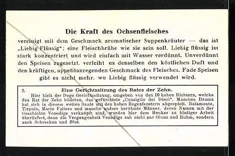 Sammelbild Liebig, Aus Venedigs Vergangenheit: 2. Eine Gerichtssitzung des Rates der Zehn