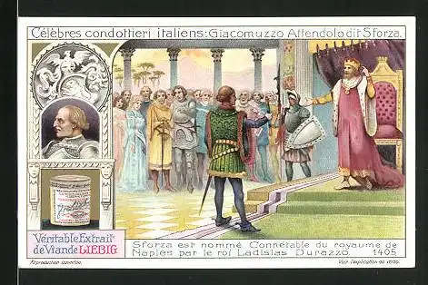 Sammelbild Liebig, èlèbres condottieri italiens - Giacomuzzo Attendolo dit Sforza