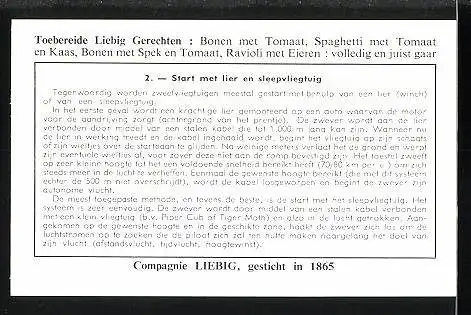 Sammelbild Liebig, Zweefvliegen - Start met lier en sleepvliegtuig
