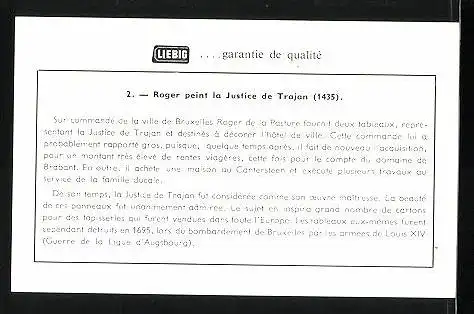 Sammelbild Liebig, Roger de la Pasture - Roger peint la Justice de Trajan