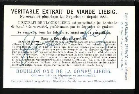 Sammelbild Liebig, Vèritable Extrait de Viande Liebig, Dans la Rèpublique argentine -Sortie du corral