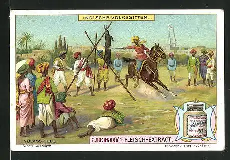 Sammelbild Liebig, Liebig`s Fleisch-Extract - Indische Volkssitten, Volksspiele