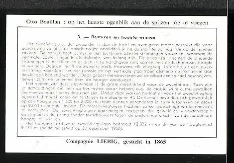 Sammelbild Liebig, Zweefvliegen, besturen en hoogte winnen, Flugzeug I-AVME über der Stadt