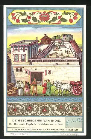 Sammelbild Liebig, de Geschiedenis van Inde, eerste Engelsche Handelskantoor te Surat