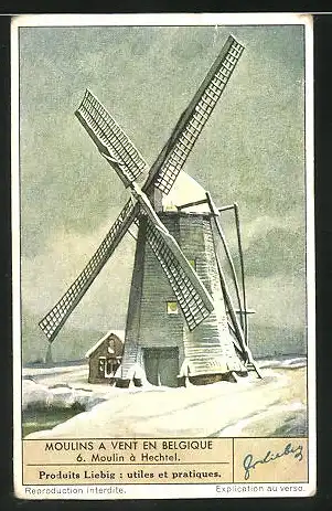 Sammelbild Liebig, Moulins A Vent En Belgique, 6. Moulin à Hechtel