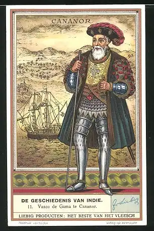 Sammelbild Liebig, De Geschiedenis Van Indie, 11. Vasco de Gama te Cananor