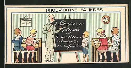 Sammelbild Phosphatine Falieres, Lehrer an der Tafel