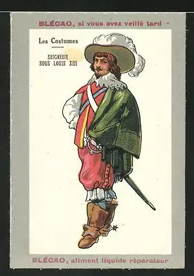 Sammelbild Blécao, Aliment Complet, Portrait les Costumes Seigneur sous Louis XIII.