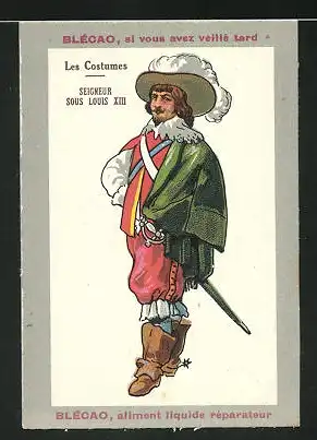 Sammelbild Blécao, Aliment Complet, Portrait les Costumes Seigneur Sous Louis III.