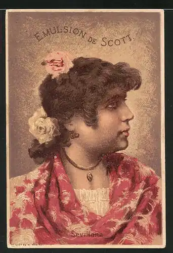 Sammelbild Emulsion de Scott, Sevillana - hübsche junge Frau