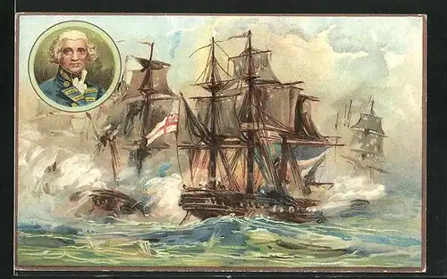 Sammelbild Price's Patent Candle Company Ltd., Washday Soap, The Glorious First of June 1794, Lord Howe, Segelschiffe