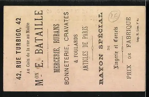Kaufmannsbild Paris, Mon. E. Bataille, La Riche au Bois, un Bal de Mouches, Appareils de la Maison du Paradis des Enfant