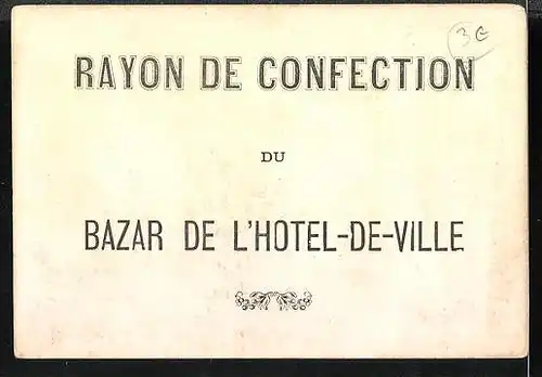 Kaufmannsbild Rayon de Confection - Bazar de L`Hotel-de-Ville, Ministère de la Guerre