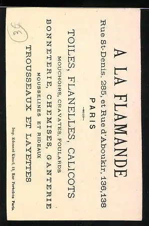 Kaufmannsbild Paris, A la Flamande - Trousseaux & La Yettes