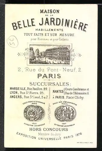 Kaufmannsbild Maison de la Belle Jardinière, Knabe putzt sich heraus