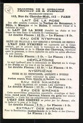 Kaufmannsbild Paris, Produits de Guesquin, Cornette Blanche