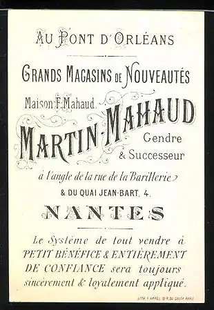 Kaufmannsbild Nantes, Au Pont D`Orleans Nouveautès Martin Mahaud, Junge schaut auf Pferd am Kirchturm