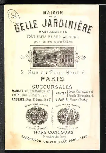 Kaufmannsbild Paris, Maison de la Belle Jardinière, Junge mit Hut raucht Zigarre