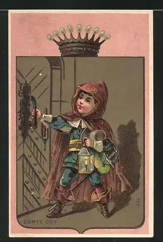 Kaufmannsbild Paris, Confiserie Parisienne, Placeau-Champ de Foire, Figur aus der Oper Le Comte Ory