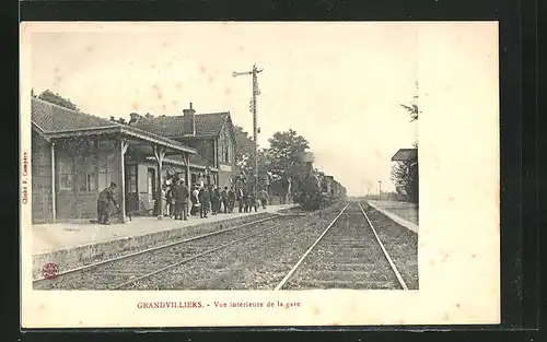 AK Grandvilliers, Vue intérieure de la gare, Innenansicht des Bahnhofs