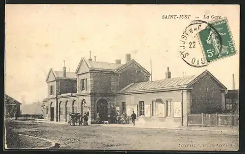 AK Saint-Just, La Gare, Bahnhof