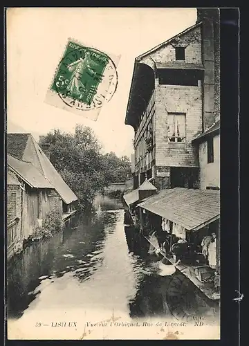 AK Lisieux, vue sur l'orbiquet, rue de Livarot