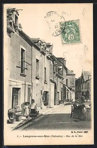 AK Langrune-sur-Mer, rue de la Mer, Kinder auf Strasse