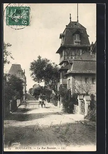 AK Houlgate, La Rue Baumier, Strassenpartie