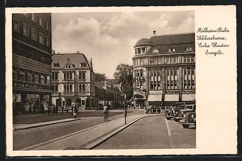AK Mülheim /Ruhr, Schlossstrasse, Ecke Hindenburgstrasse