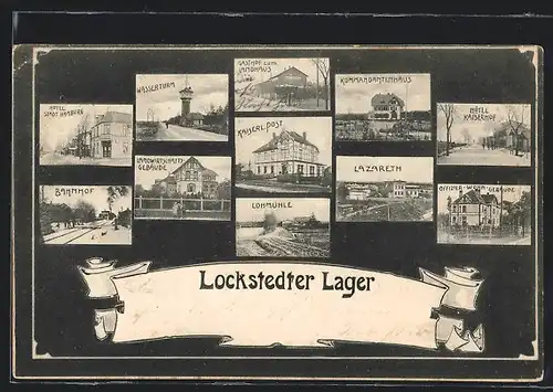 AK Lockstedter Lager, Wasserturm, Bahnhof, Lohmühle, Lazareth, Hotel Kaiserhof