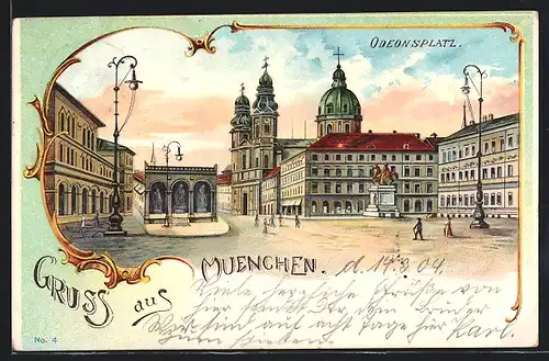 Lithographie München, Odeonsplatz