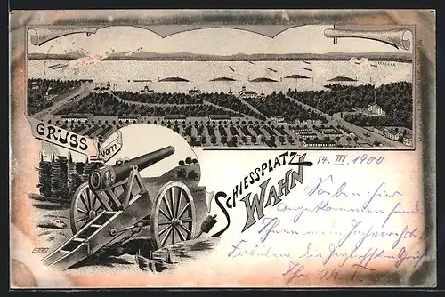 Lithographie Köln-Wahn, Totalansicht vom Schiessplatz